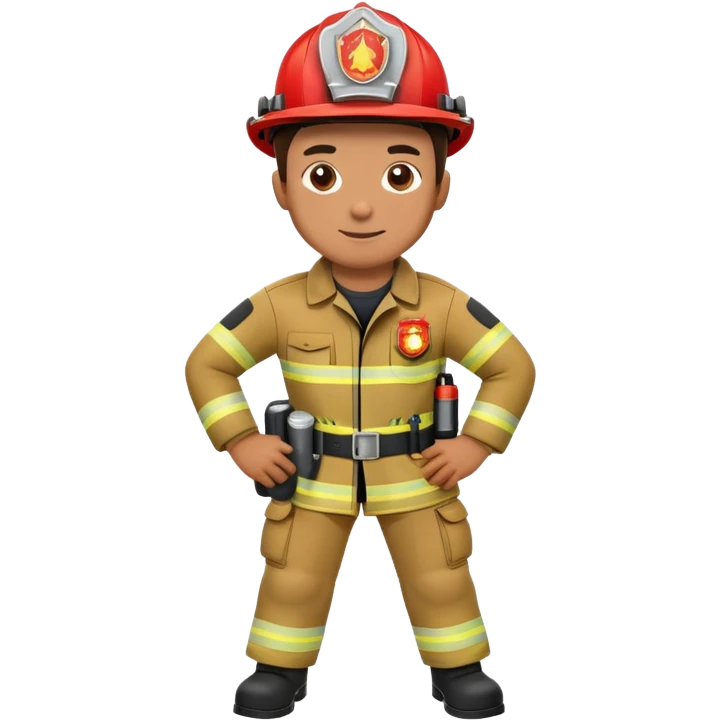 Firefighter pointing to his knee emoji