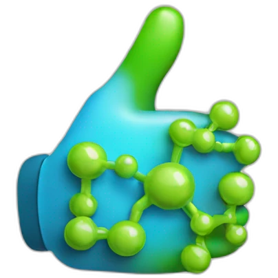 Thumbs up with molecular structure emoji