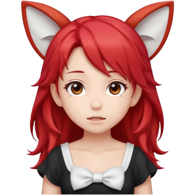 cute anime girl with ears, red blowing hair emoji