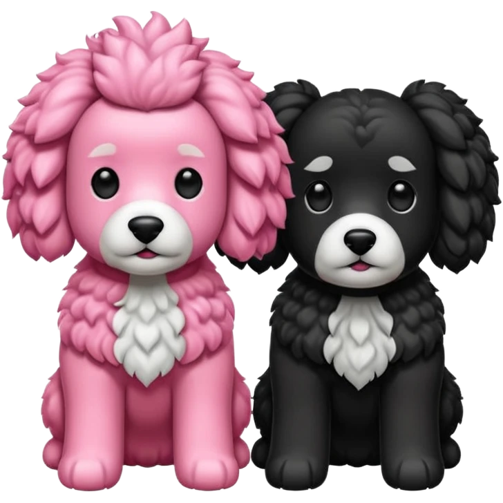 Dos caniches,uno blanco y el otro negro,QUE SEA RAZA CANICHE  emoji
