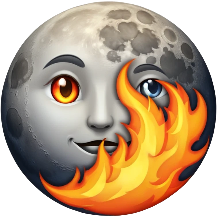 Moon with fire emoji