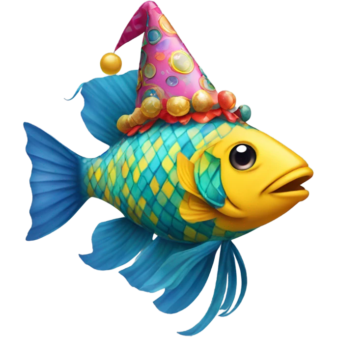 Fish with birthday hat emoji