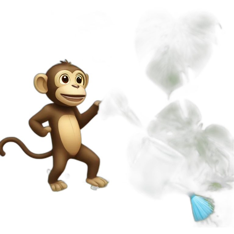 Monkey waters the plants with a watering can emoji