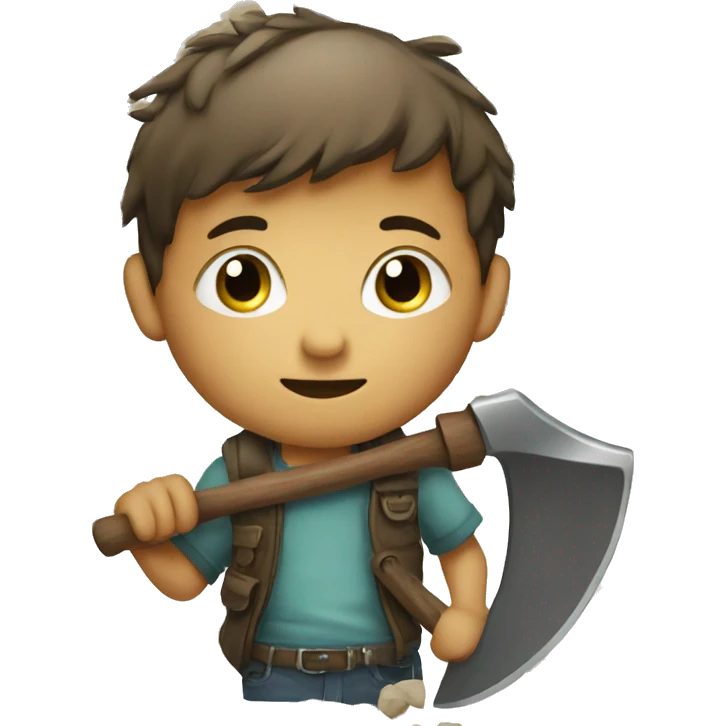 boy with axe on white emoji