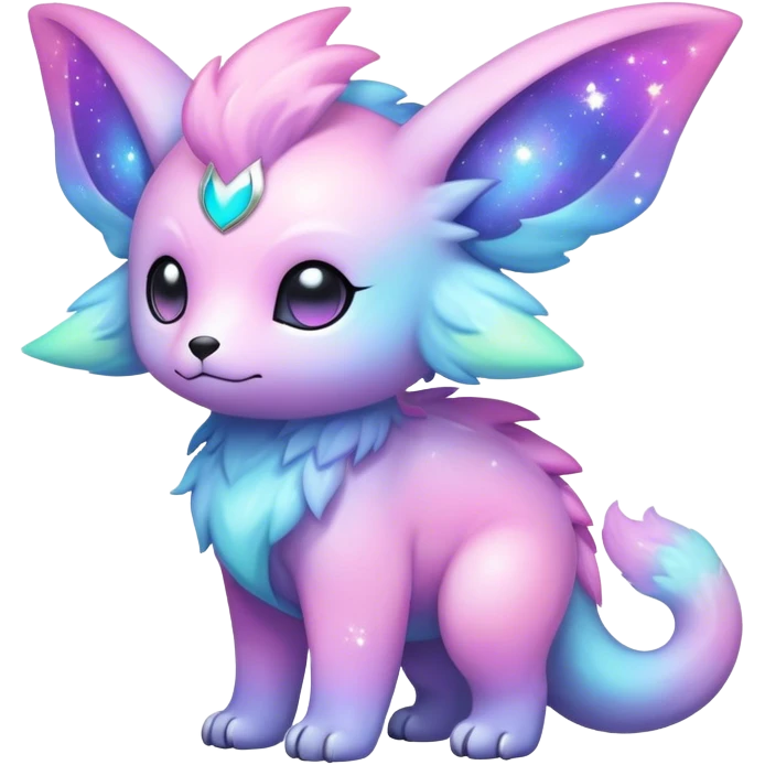 Cute cool colorful pastel nebula fantasy animal hybrid Fakemon full body  emoji