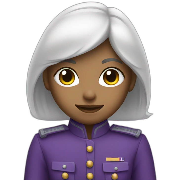 White hair soldier girl with purple suit emoji