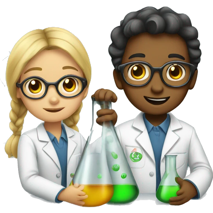 A pair of child scientists in the middle of an experiment  emoji