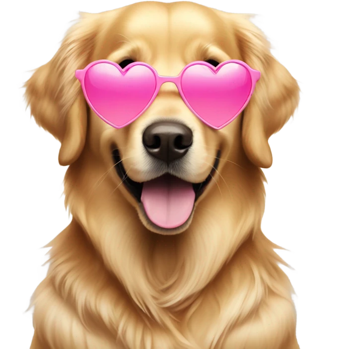 Golden retriever wearing pink heart glasses  emoji