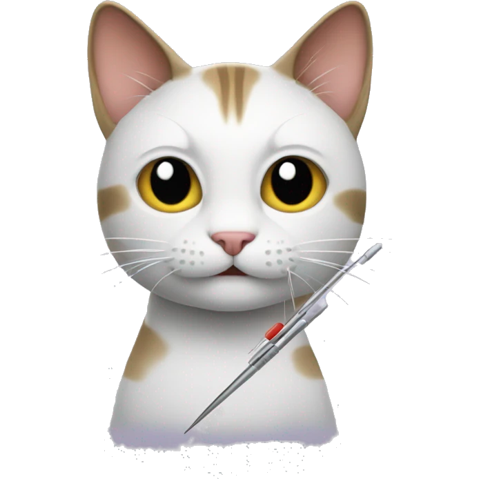 Cat holding needle emoji