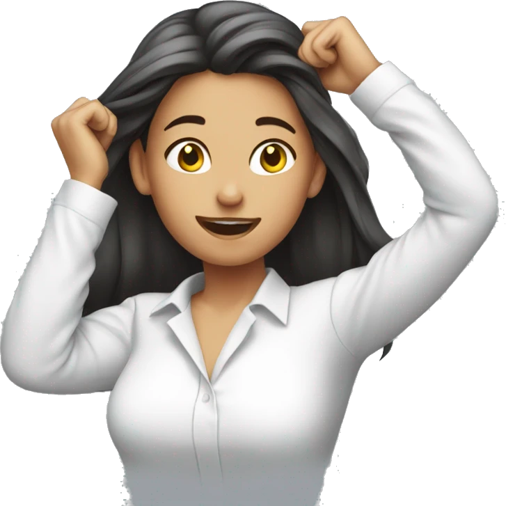 girl in white shirt pulling her hair out emoji