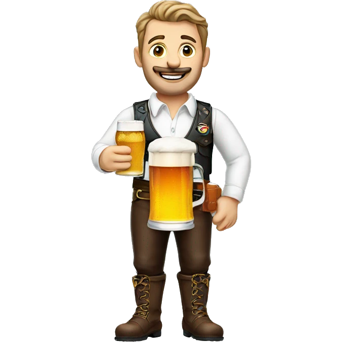 German man wearing Bavaria leather pants and Holding a Beer emoji