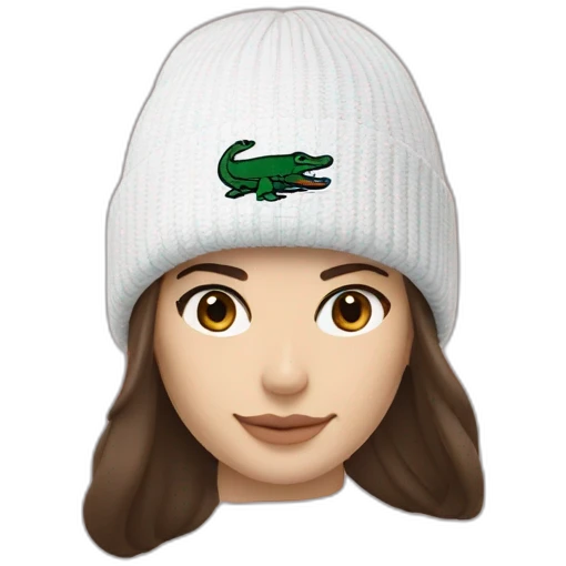 Brunette lacoste beanie with lacoste emoji