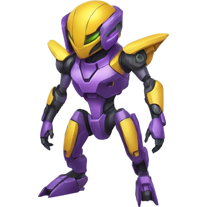 a Genesect-Raptor-Fakémon-Medabot-—hybrid with a futuristic visor-helmet and a suit full body emoji