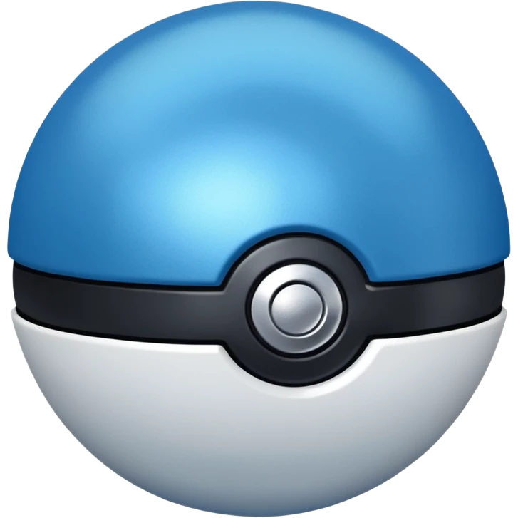blue pokeball emoji, top half is a more saturated blue, bottom half is white, black stripe, with a metallic sheen emoji