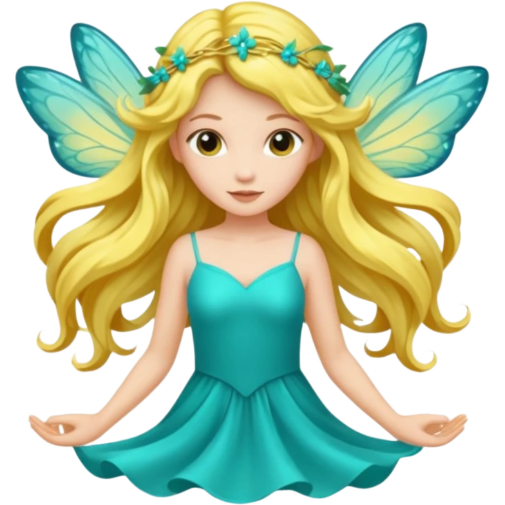 Yellow fairy in a turquoise dress emoji