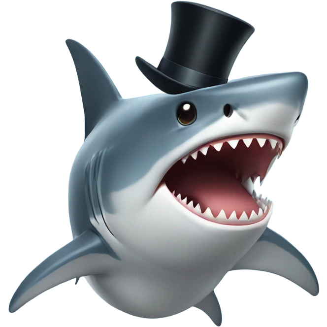 Shark with a top hat emoji