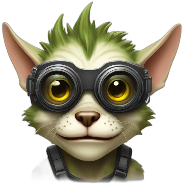Super awesome bionic gremlin with goggles emoji