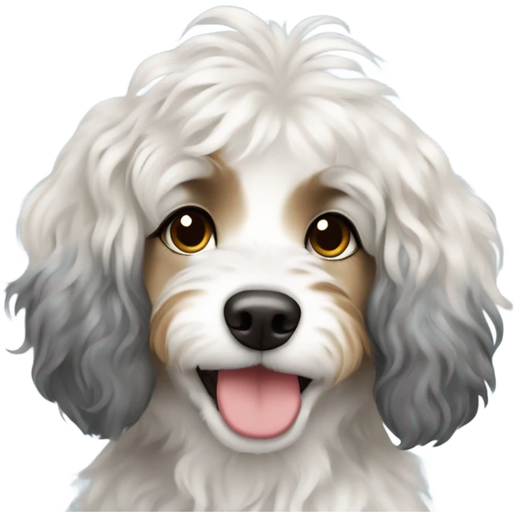 Blonde girl with blue Merle aussiedoodle emoji