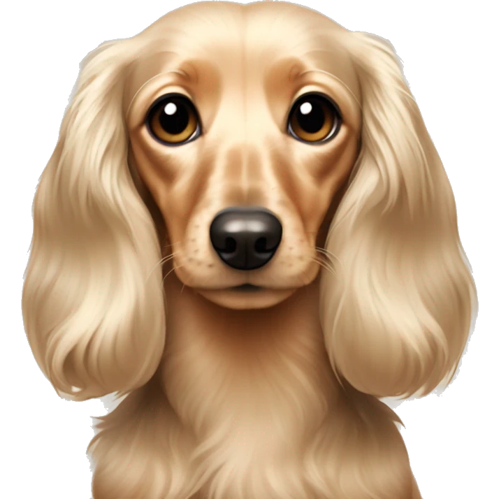 Mini long haired dachshund cream colors emoji