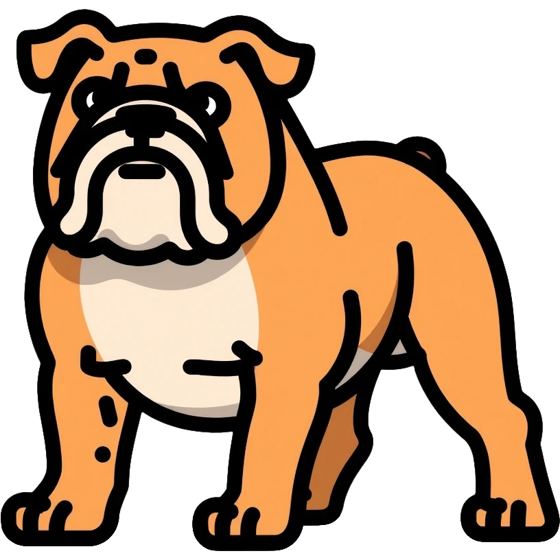 full body bulldog standing, muscular stocky build, short legs emoji