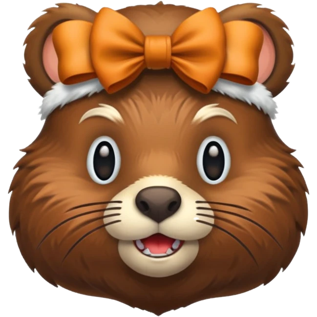 add a bow on the head of one beaver  emoji