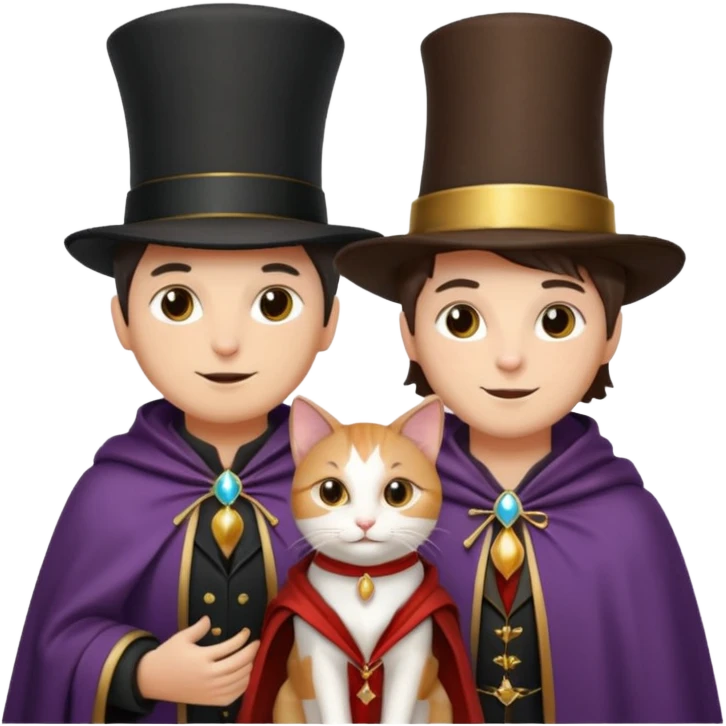 magician couple and their pet cat emoji