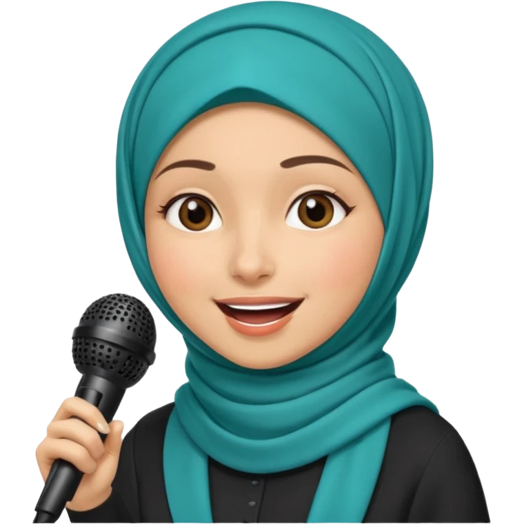 hijab singing with micro emoji