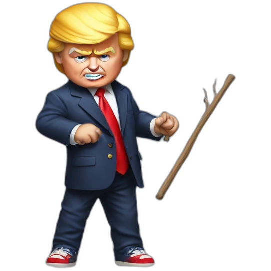 Trump as chucky with a stick emoji