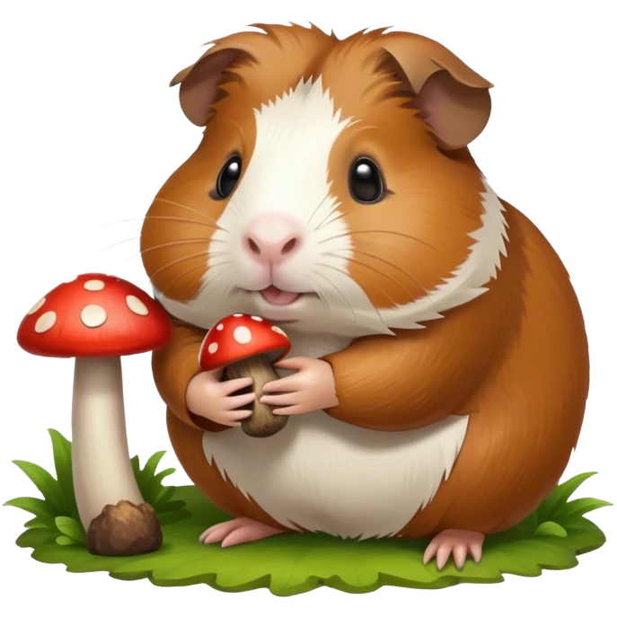 Guinea pig holding a mushroom emoji