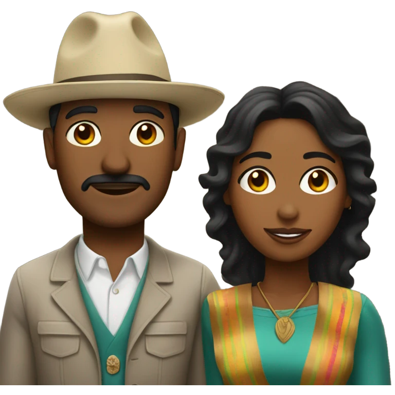 Mexican man and black woman couple emoji