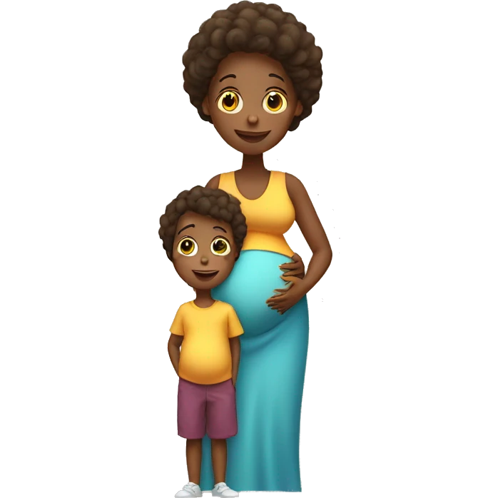 Pregnant lady with two kids boy and girl  emoji