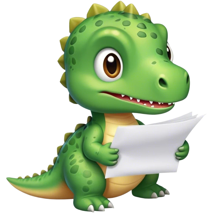 baby dinosaur with papers emoji