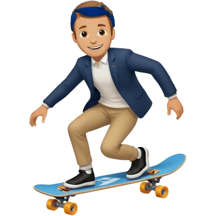 macron riding skate board emoji