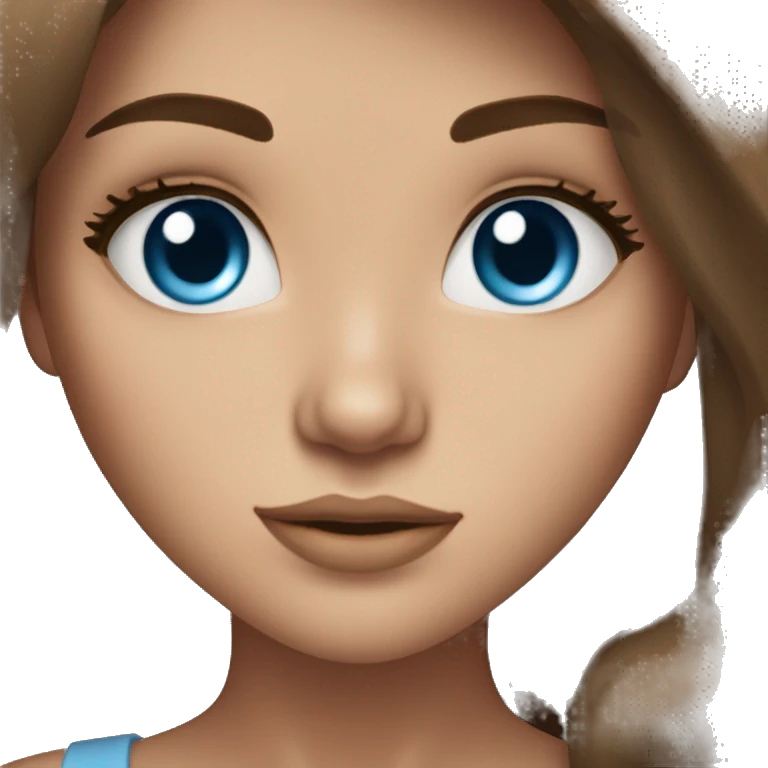 Beautiful girl with long brown hair blue eyes and long eyelashes emoji