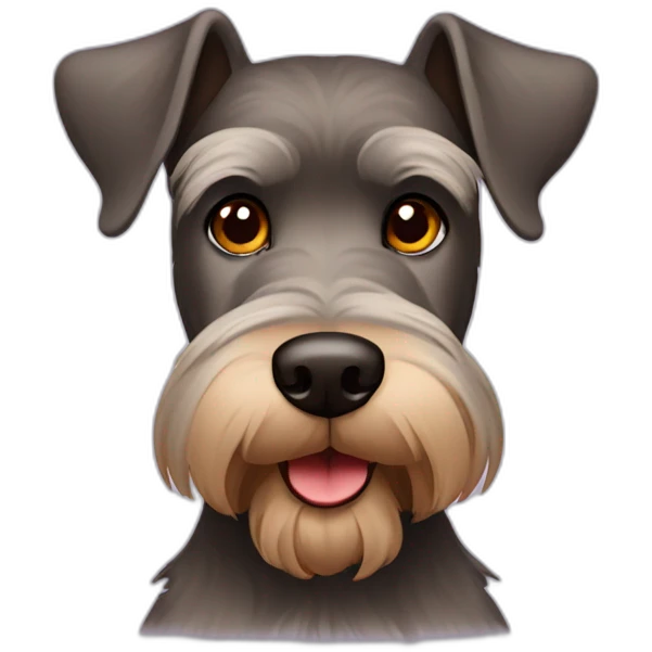 Brown schnauzer with a red nose and hazel eyes standing emoji
