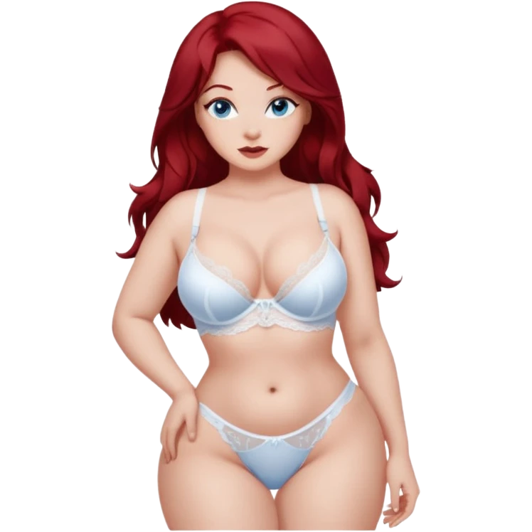 White Lingerie big booty Curvy dark red hair blue eyes emoji