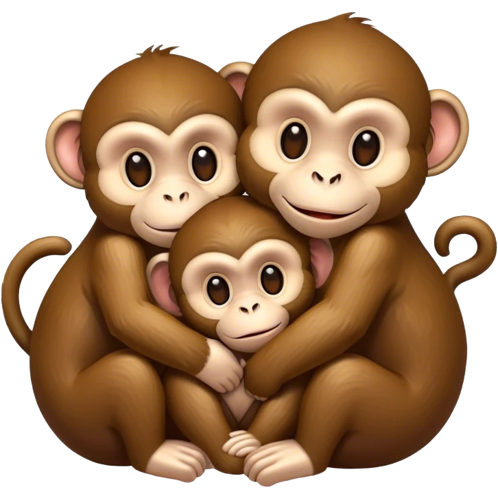 Three monkeys hugging  emoji