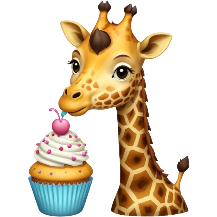 giraffe with cupcake emoji