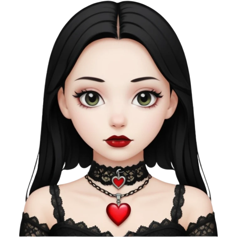 realistic gothic heart with a black lace choker emoji