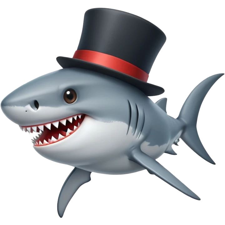 Shark with a top hat emoji