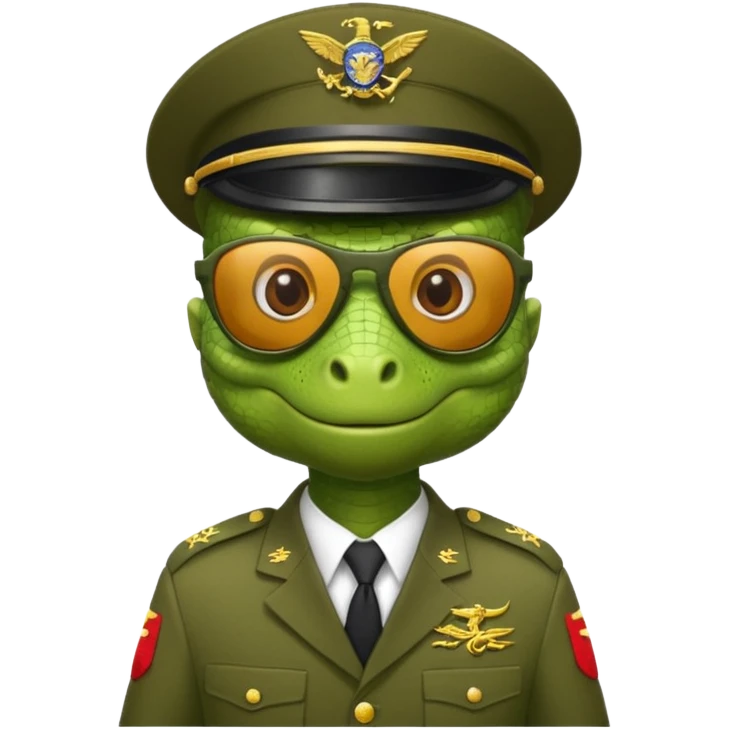 Lizard in militaryuniform with sunglasses. emoji
