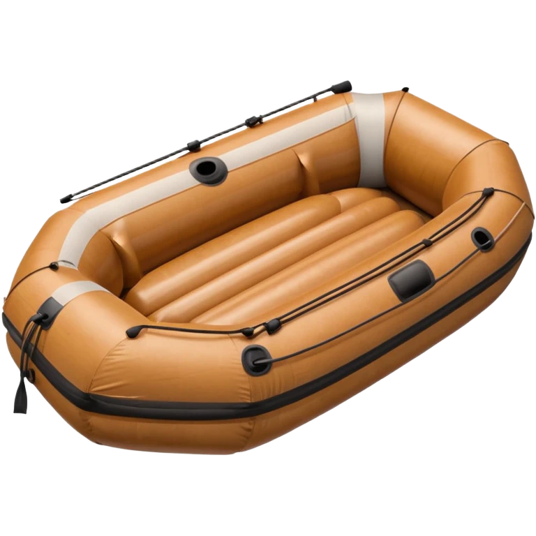 brown round inflatable boat with several seats around the perimeter emoji