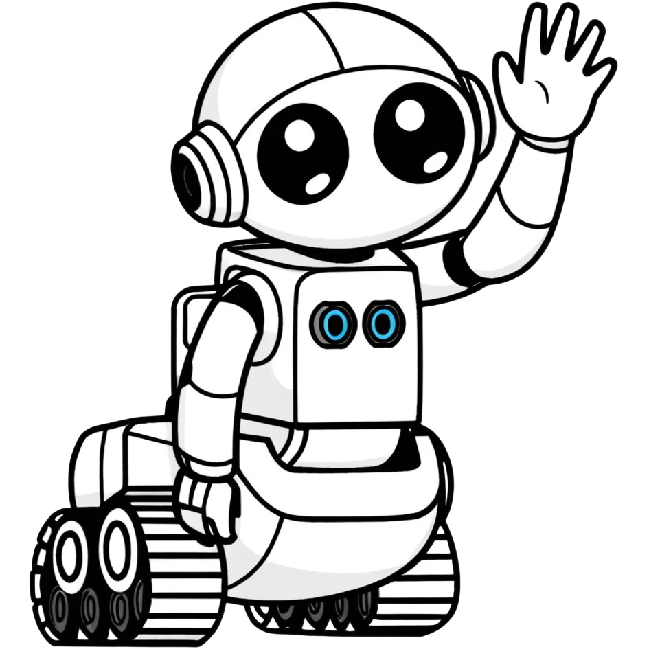 EVE says Good Night to WALL•E,  sketched by crayons  emoji