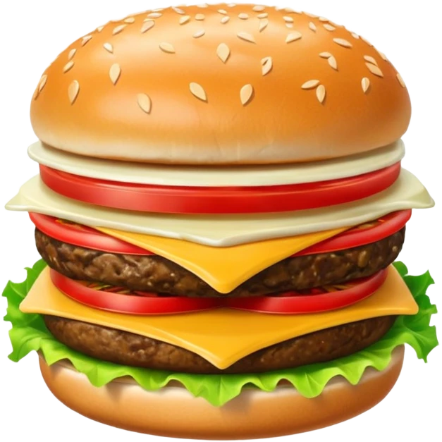cheeseburger with ketchup, onion, tomato, lettuce, and mayo emoji
