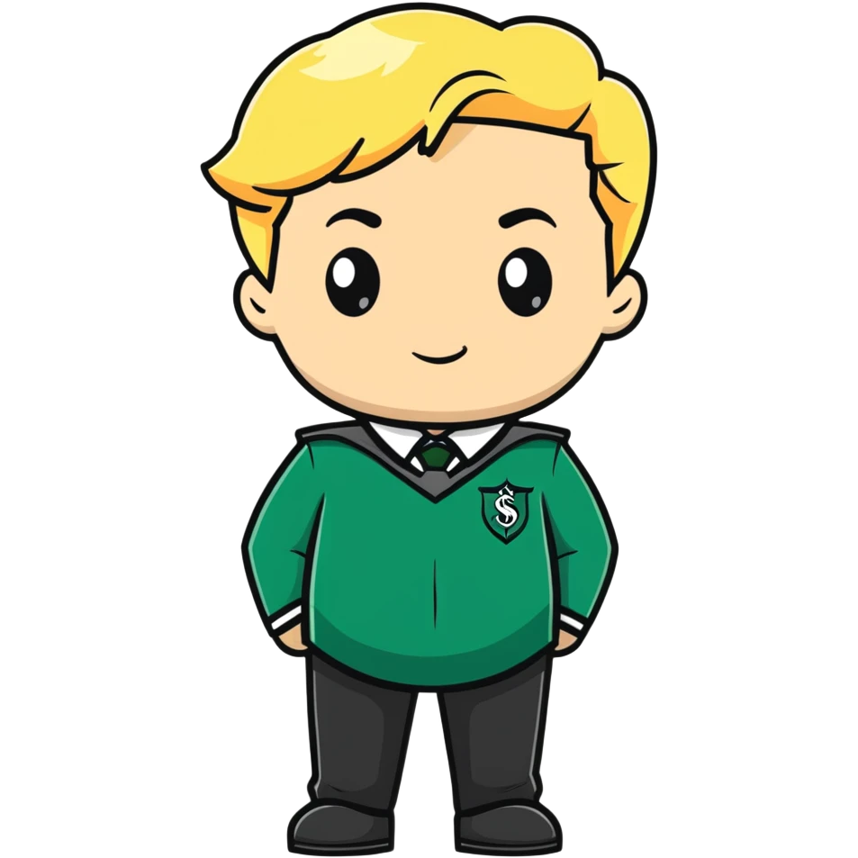 pregnant male in Slytherin uniform, blonde hair, pale skin, cartoon style emoji