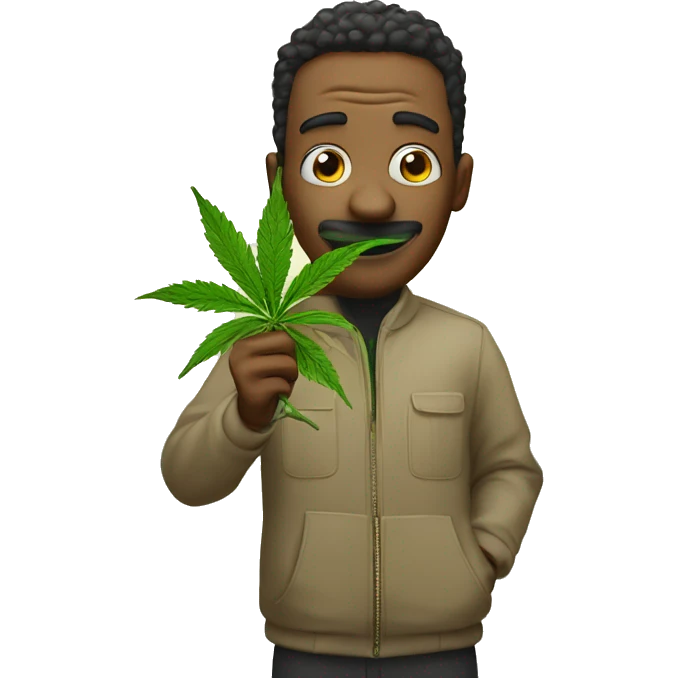 goofy silly person holding weed plant  emoji