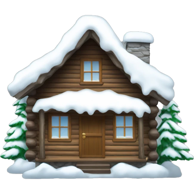 winter cabin with snow emoji