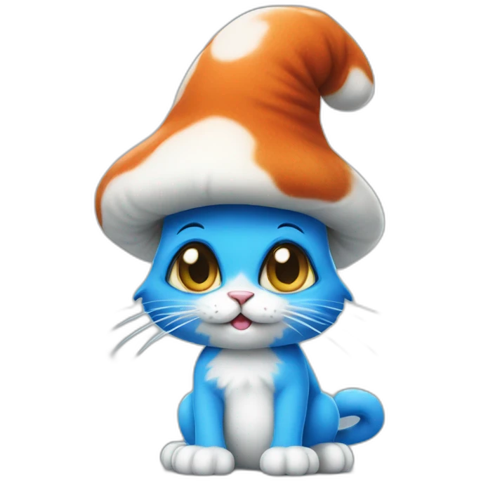 Smurf cat blue with mushroom hat  emoji