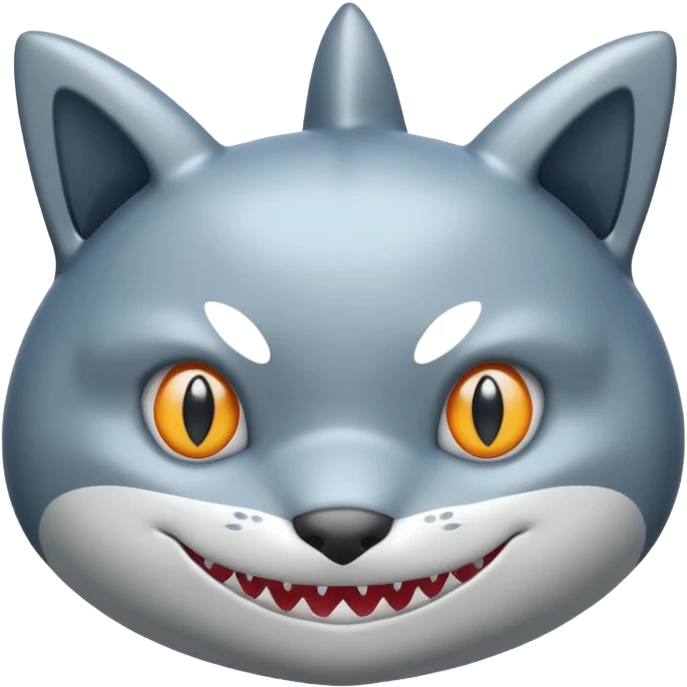 side view of shark body with a cat face emoji