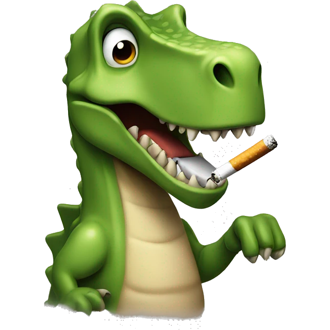 A dino with a cigarette in his mouth emoji